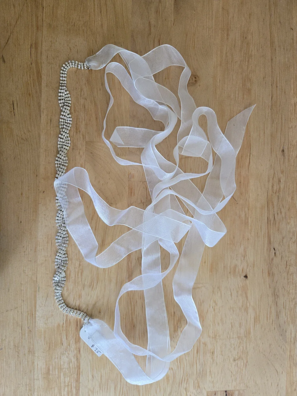 Rhinestone Braided Ribbon Headband - Silver Sparkle